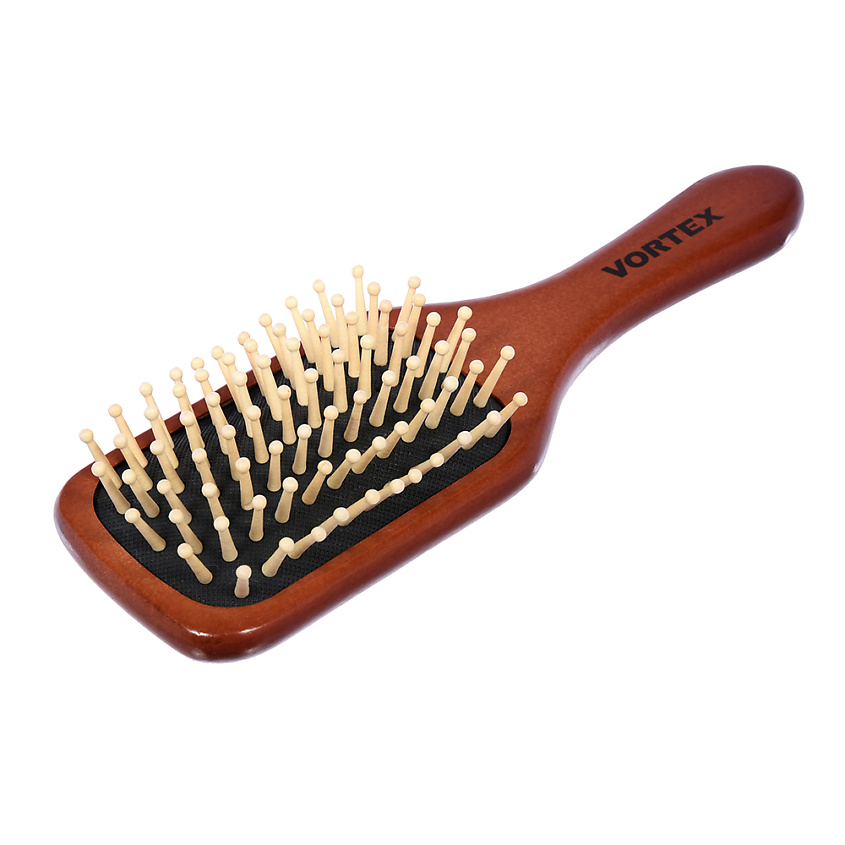 Изображение товара БАННЫЕ ШТУЧКИ Расческа деревянная, массажная, 20х6х3,5 см, "прямоугольник", с деревянными зубчиками, Коричневый