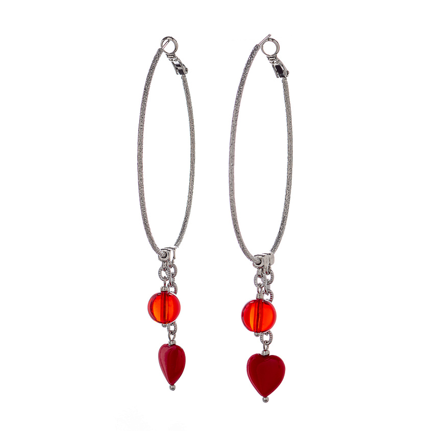 Изображение товара LANZEROTTI Серьги Crespino с кораллом и стеклянной бусиной, Красный