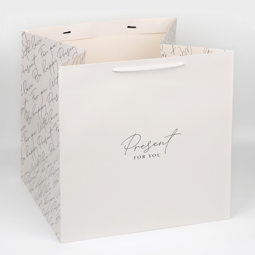 Изображение товара ДАРИТЕ СЧАСТЬЕ Пакет подарочный квадратный, упаковка, "Present with love", размер 40 х 40 х 40 см