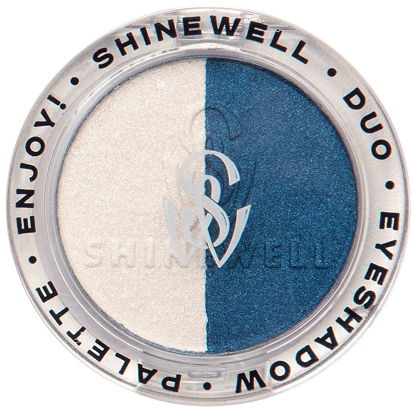 Изображение товара SHINEWELL Тени для глаз Enjoy duo, Сияющий белый, морской глубокий синий