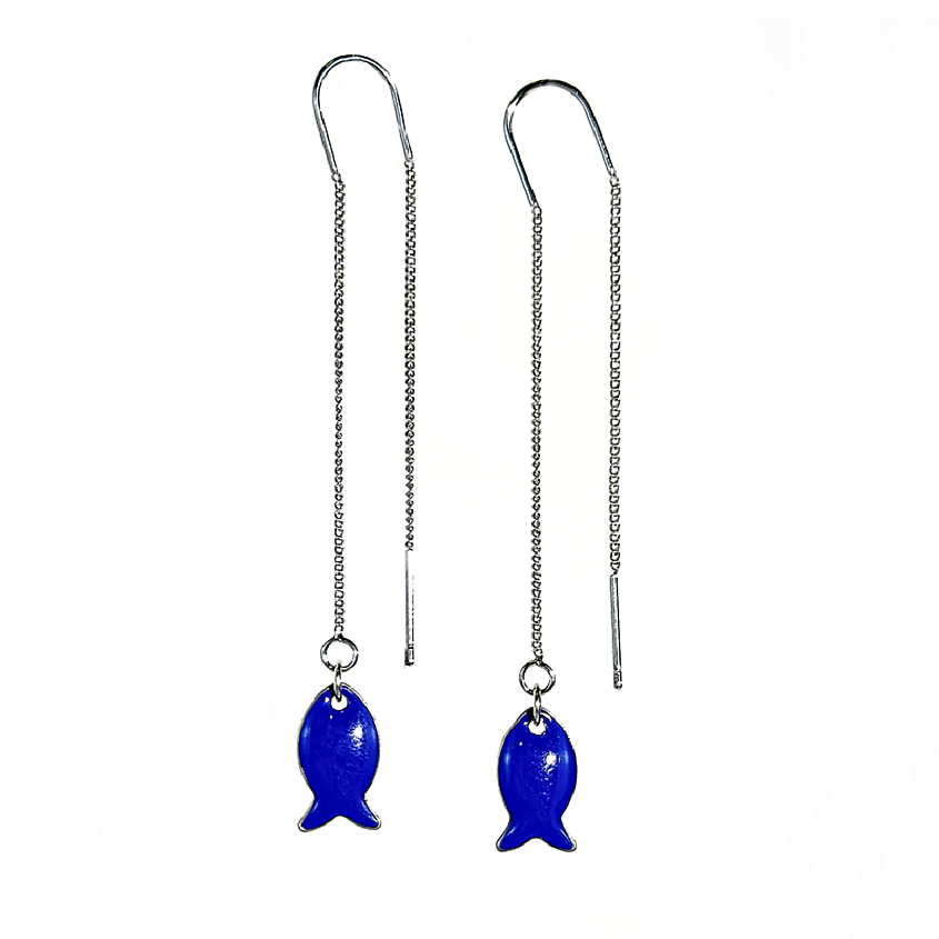Изображение товара MAOMI Серьги на цепочке "Рыбки", Синий