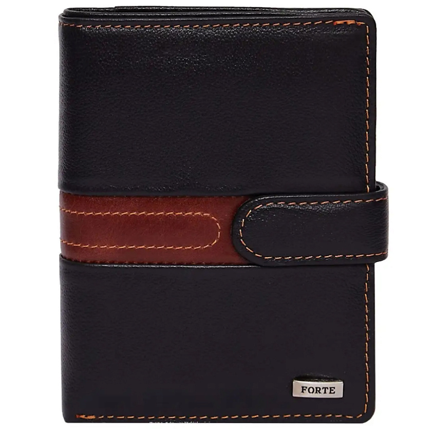 Изображение товара Мужское портмоне из натуральной кожи FORTE Черное с отделениями для документов и карт