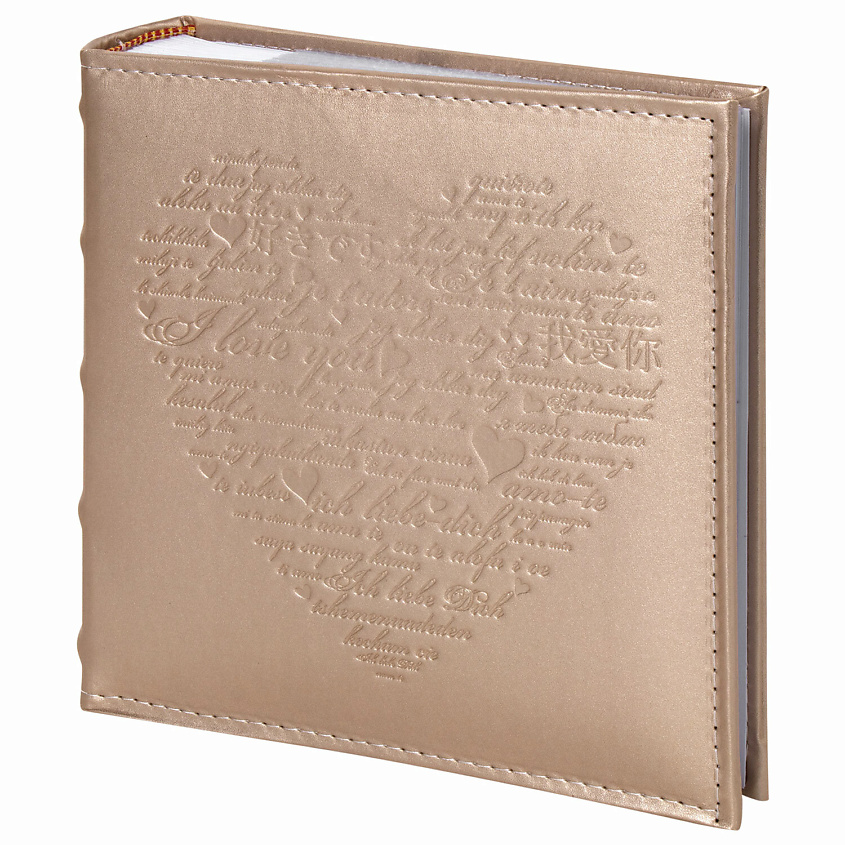 Изображение товара BRAUBERG Фотоальбом I love you на 200 фото 10х15 см, Тип листов: бумажные листы с карманами. Макс. количество фотографий: 200 шт. Размер фотографий: 10х15 см. Тип обложки: "под кожу". Дизайн: Romantic. Количество листов: 50 шт. Размер листа: 1