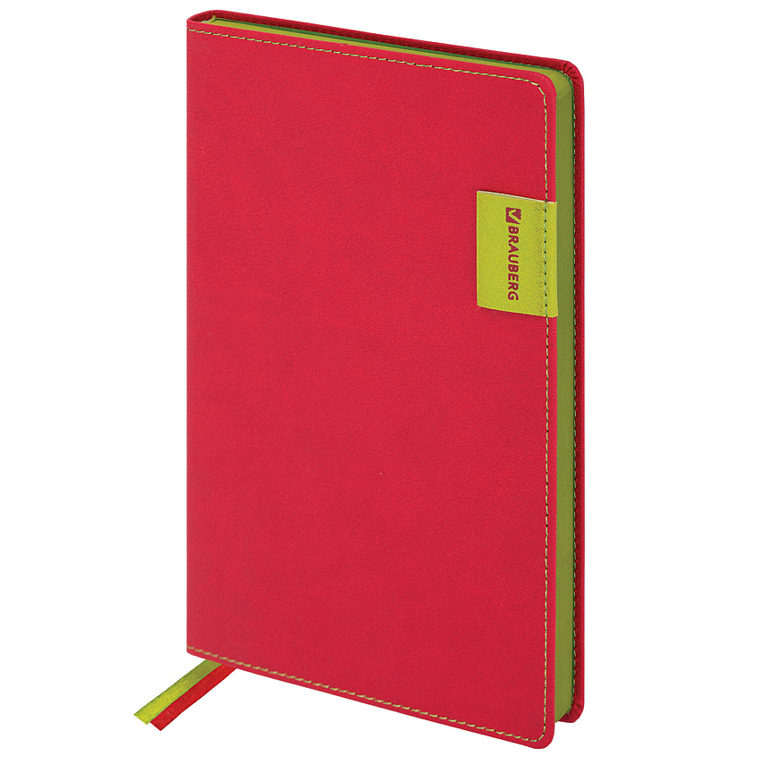 Изображение товара Недатированный ежедневник BRAUBERG AIM А5 красный гладкая кожа