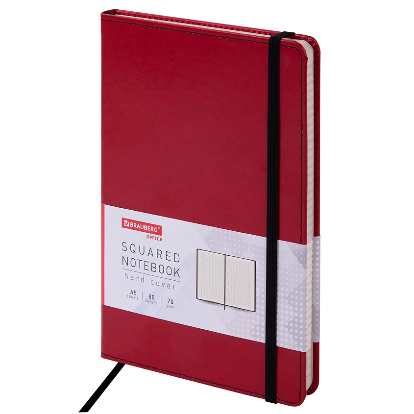 Изображение товара BRAUBERG Блокнот А5 Office 80 листов, Красный
