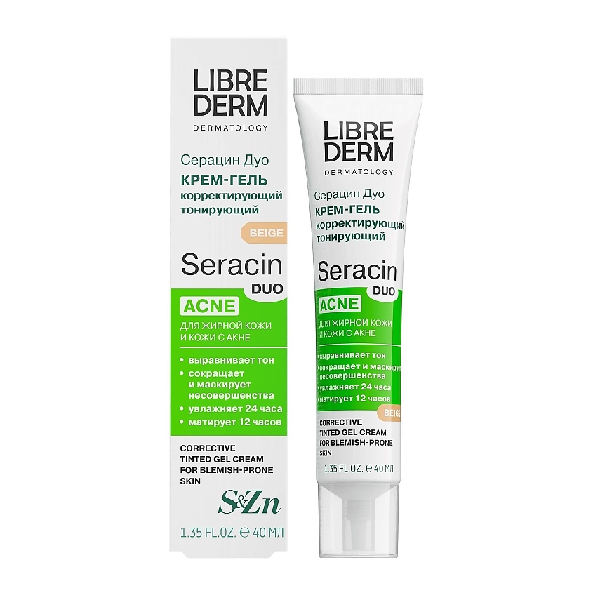 Изображение товара LIBREDERM Серацин дуо крем-гель корректирующий тонирующий Serasin duo, Бежевый, 40 мл