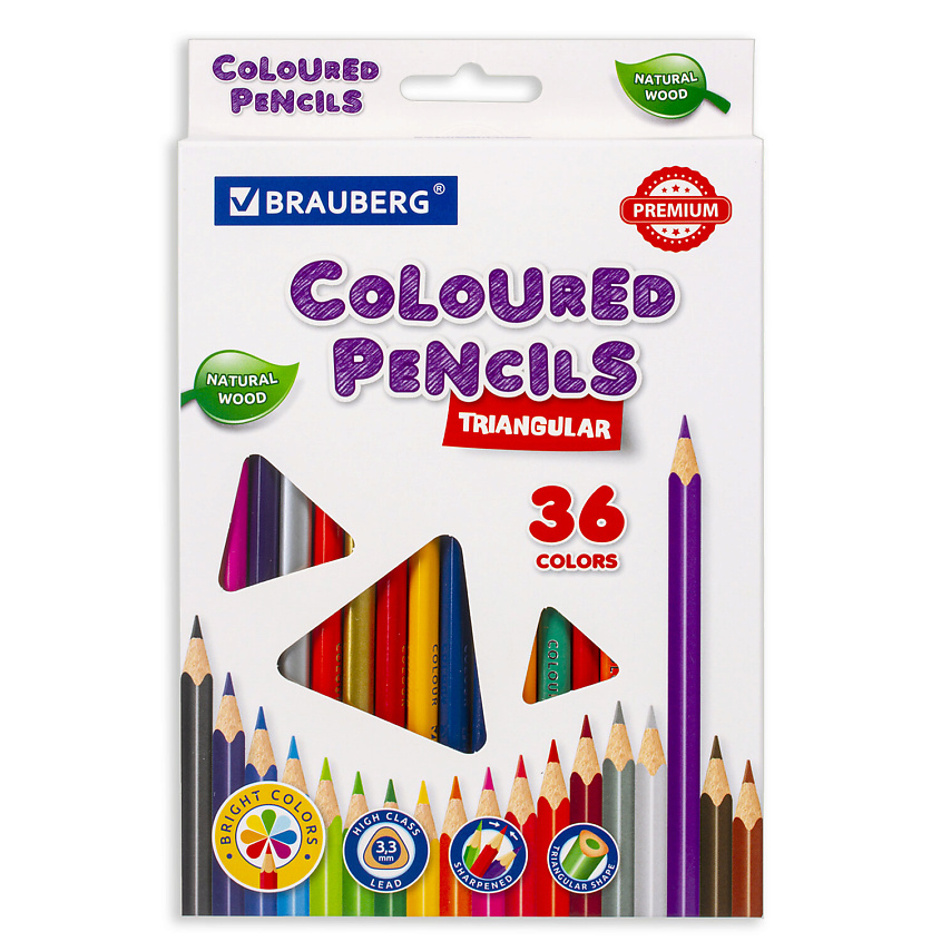 Изображение товара Цветные карандаши BRAUBERG PREMIUM серий Color, 36 цветов