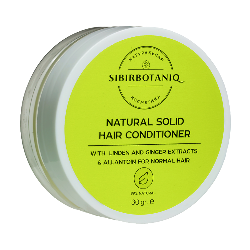 Изображение товара SIBIRBOTANIQ Натуральный твёрдый кондиционер с липой и имбирем для нормальных волос, 30 г
