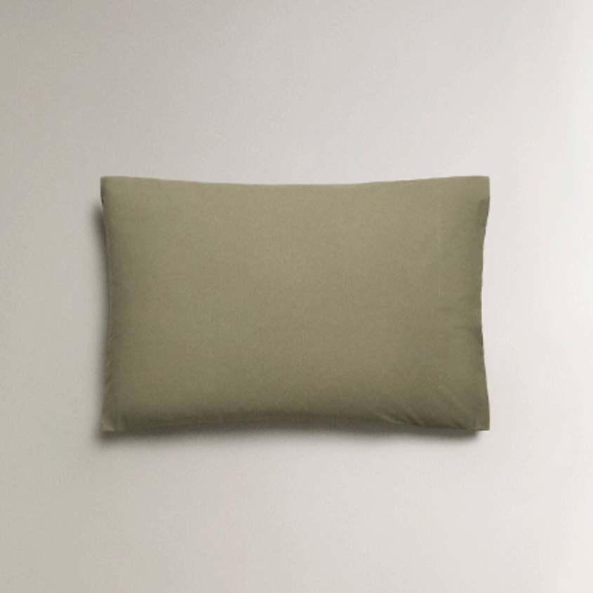 Изображение товара ZARA HOME Наволочка из хлопкового перкаля 200 нитей 45 x 155, Зеленый
