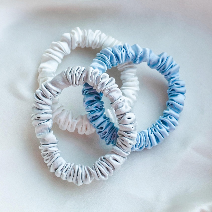 Изображение товара 8 HORAS OF SILK Набор из 3 шелковых резинок, Sky, Silver, Pearl