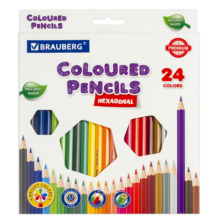 Изображение товара BRAUBERG Карандаши цветные PREMIUM, Мультиколор