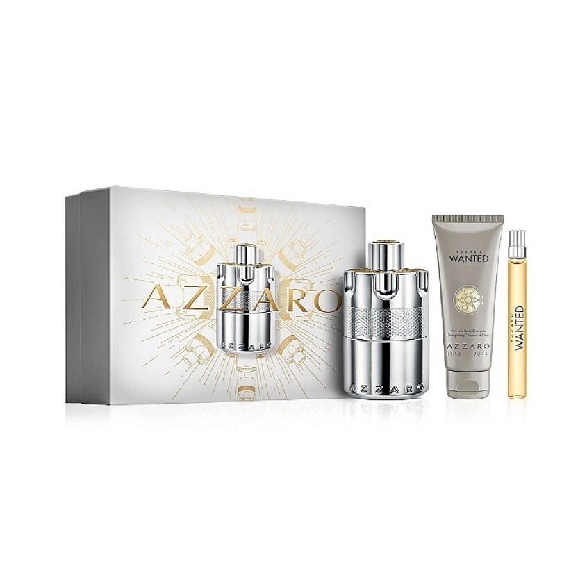 Изображение товара Набор парфюмерии Azzaro Wanted 100 мл + шампунь и гель 75 мл + мини 10 мл подарок