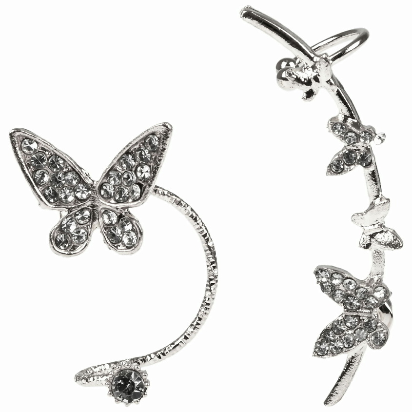 Изображение товара Лукки Ассиметричные серёжки-кафы Бабочки с стразами Золото стильные женские украшения