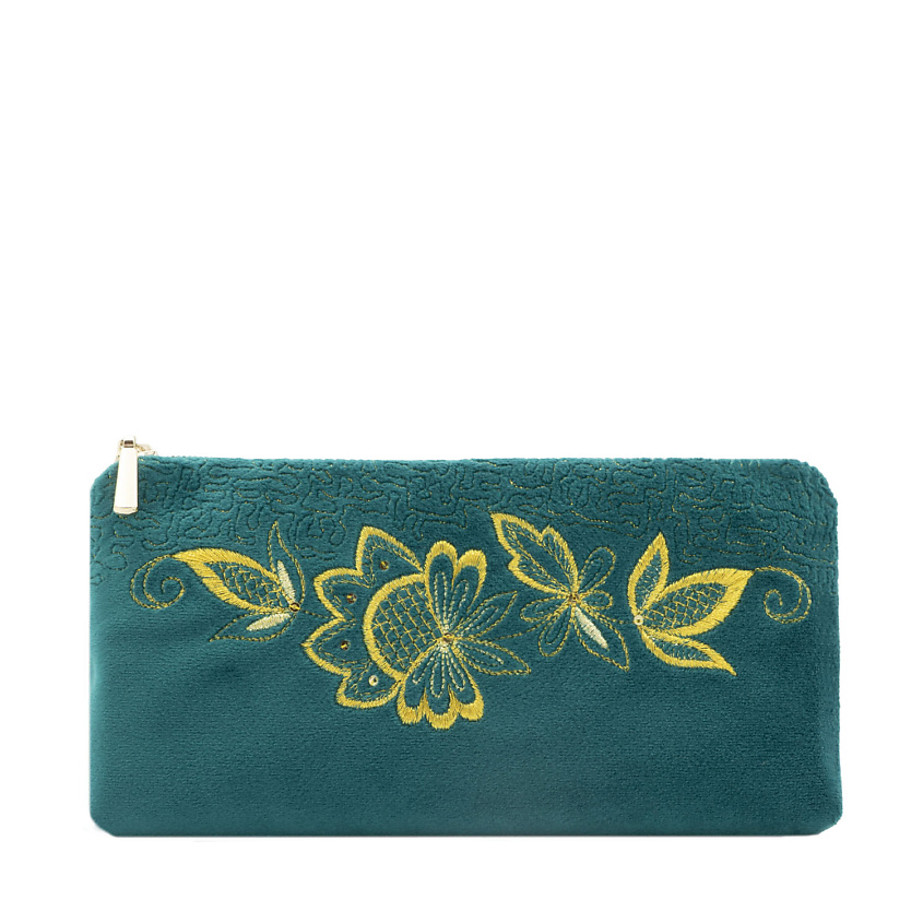 Изображение товара Очечник бархатный ТОРЖОКСКИЕ ЗОЛОТОШВЕИ 249-1 Рис 1207-1, зеленый, вышивка серебро и золото