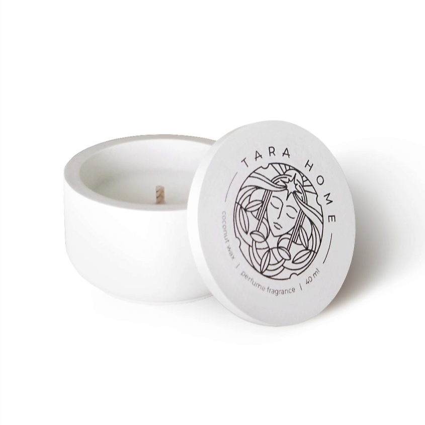 Изображение товара Ароматическая свеча TARA HOME Velvet Smoke 40 мл гипсовый подсвечник