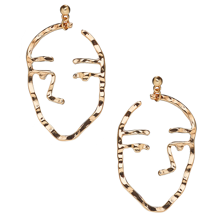 Изображение товара Золотые серьги "Меняя лица" с подвеской в виде лица, гипоаллергенные