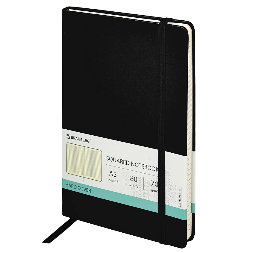 Изображение товара BRAUBERG Блокнот А5 Metropolis Special 80 листов, Черный