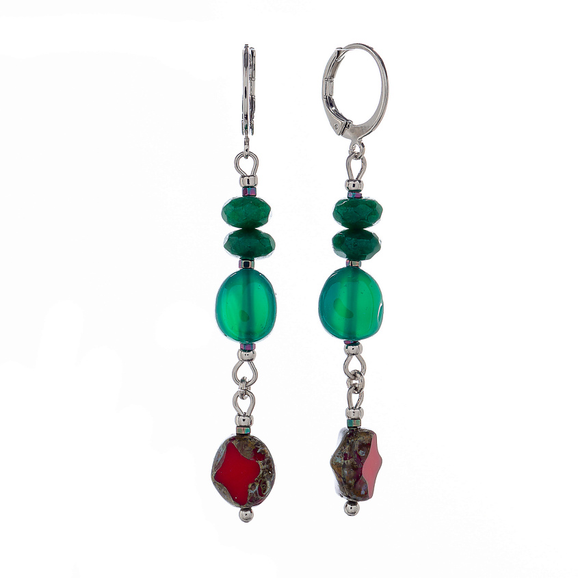 Изображение товара Серьги Crespino из мурано, агата и малахита от Lanzerotti - яркие украшения для женщин