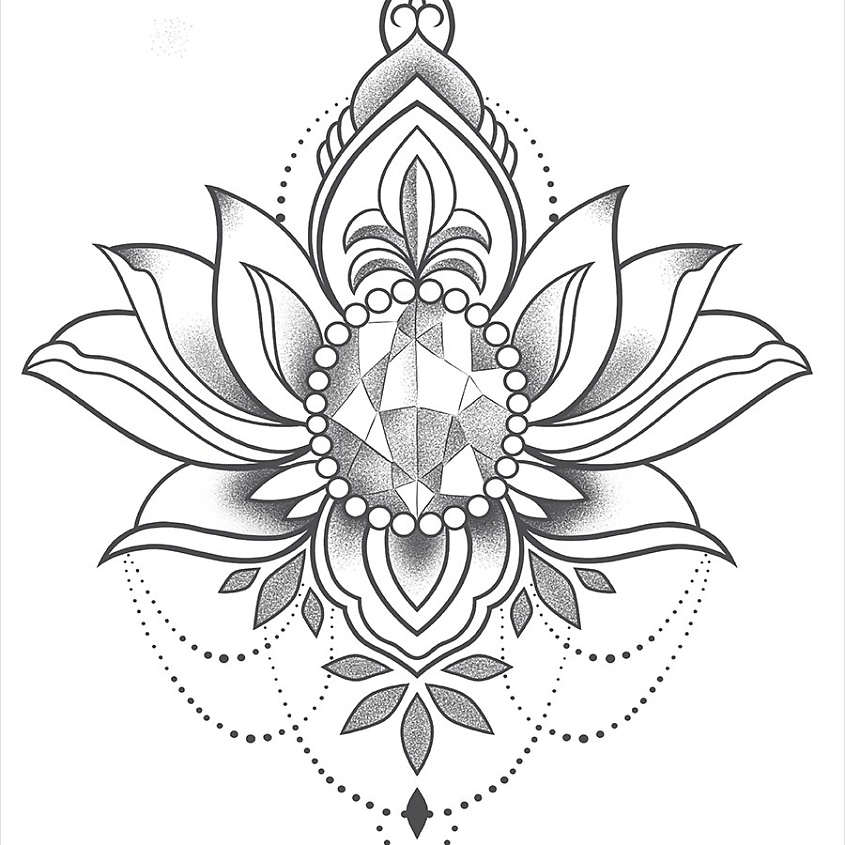 Изображение товара PRINT FACTORY Временная переводная татуировка под грудь - Лотос, 1 шт.