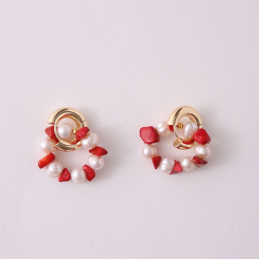 Изображение товара VELTOM Серьги с голубыми минералами, Бордовый