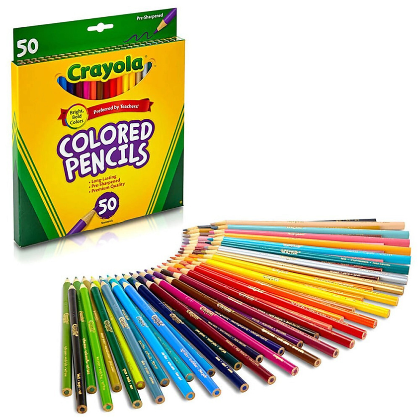 Изображение товара CRAYOLA Деревянные цветные карандаши Long-lasting Colored Pencils, 50 шт