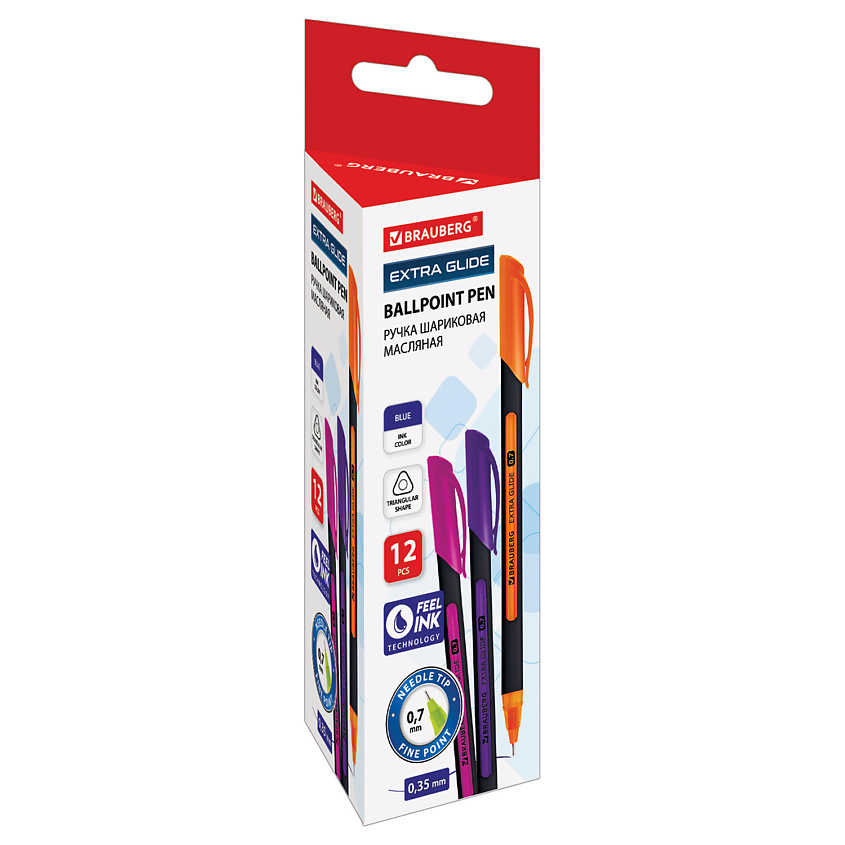 Изображение товара BRAUBERG Набор шариковых ручек Extra Glide Soft Color, линия письма 0,35 мм, Цвет чернил: синий.