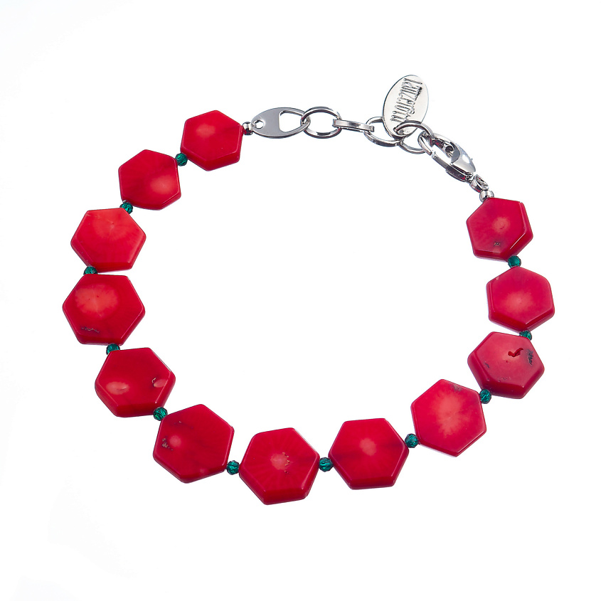 Изображение товара Браслет Crespino с кораллом и кристаллами красный женский 20