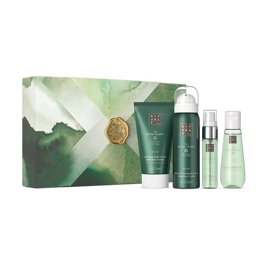 Изображение товара RITUALS... Набор The Ritual Of Jing: Гель для душа + Крем + Спрей для тела + Масло для тела и волос, 50 мл + 70 мл + 20 мл + 50 мл