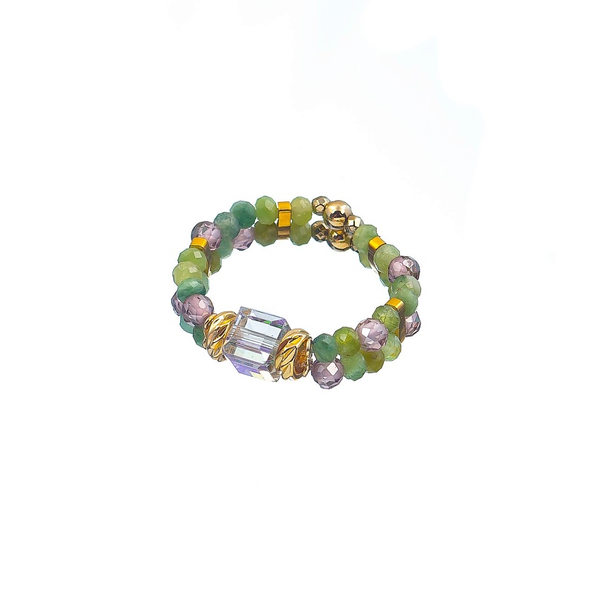 Изображение товара LANZEROTTI Кольцо Ispirazione, стрейч, цирконий, турмалин, кристалл, цвет: Зеленый, 1 шт, размер: 18