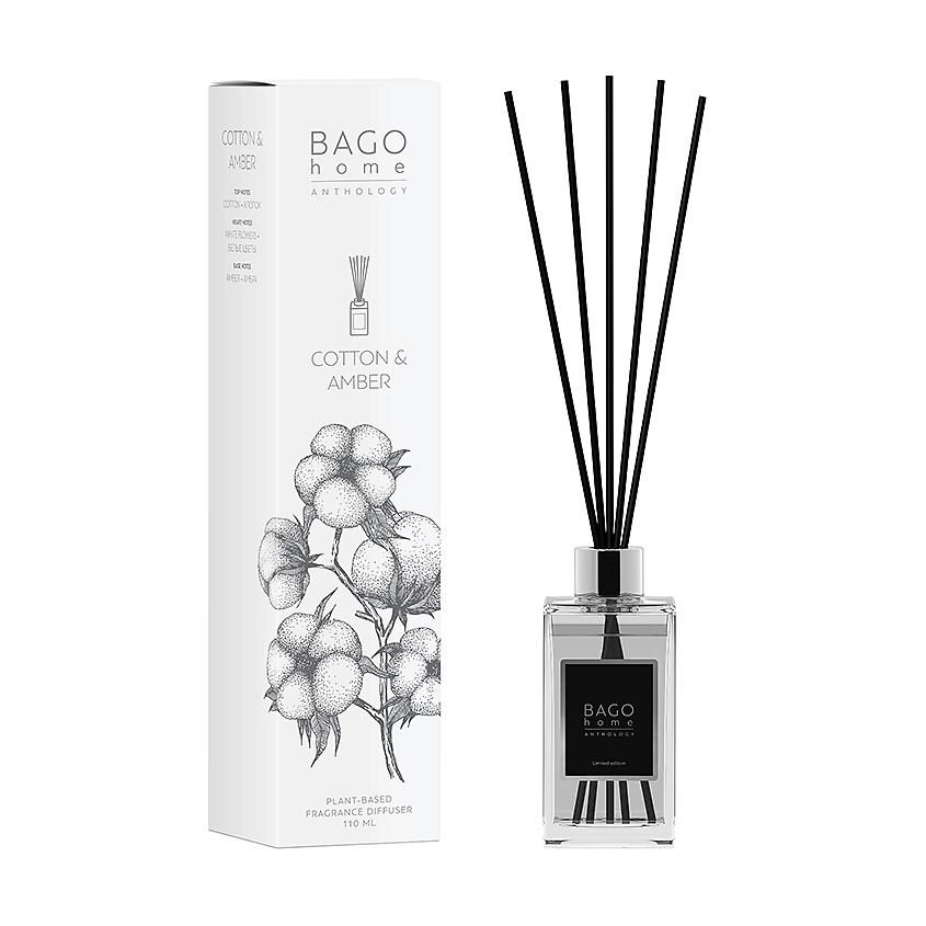 Изображение товара BAGO HOME Ароматический диффузор Хлопок и амбра, 110 мл
