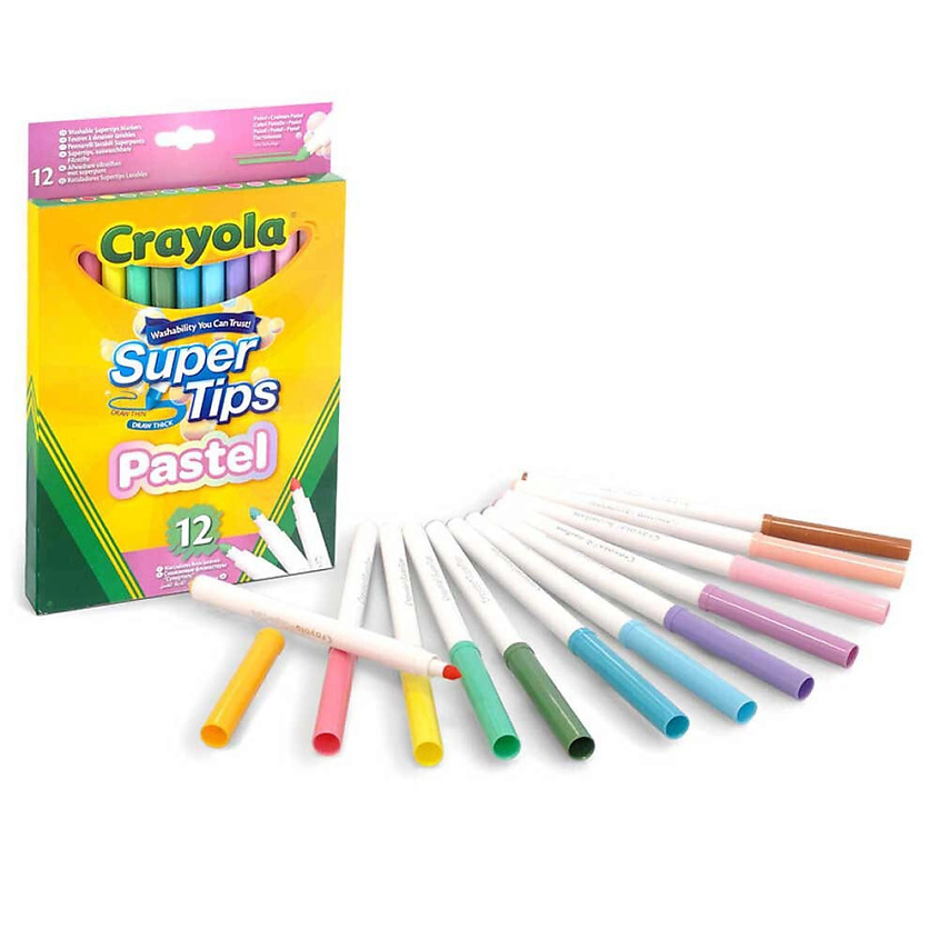 Изображение товара CRAYOLA Смываемые пастельные фломастеры Super Tips Pastel, 12 шт.