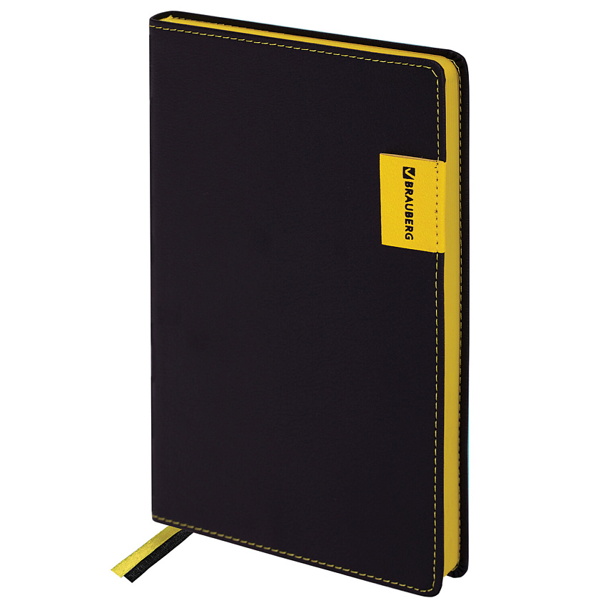 Изображение товара Недатированный ежедневник BRAUBERG AIM A5 черный для деловых встреч и планирования