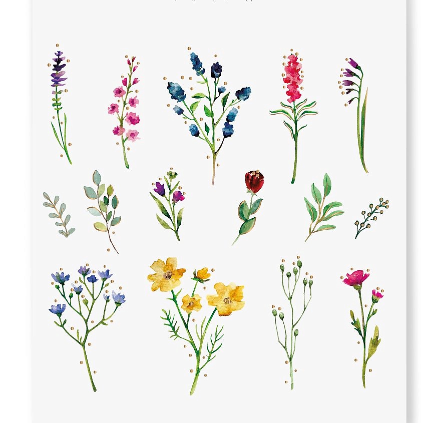 Изображение товара PRINT FACTORY Временные переводные татуировки набор Цветы 1 шт