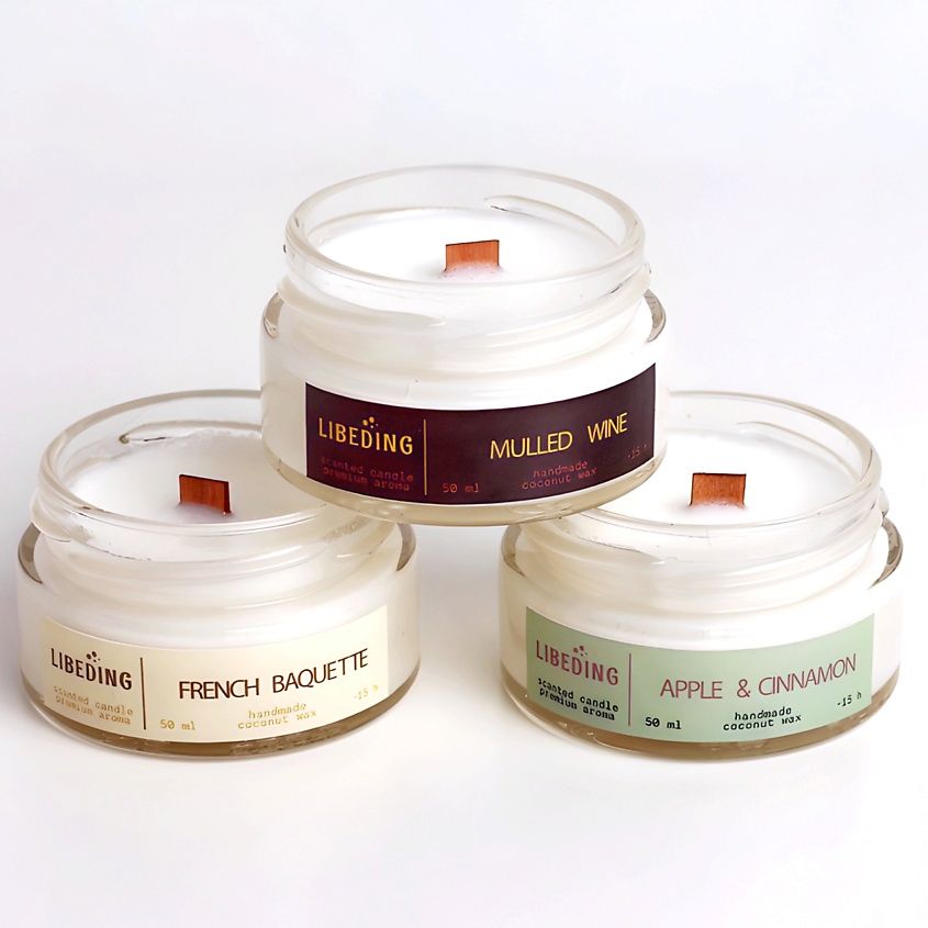 Изображение товара LIBEDING Свечи ароматические набор, Набор ароматических свечей из 3 шт по 50 мл.