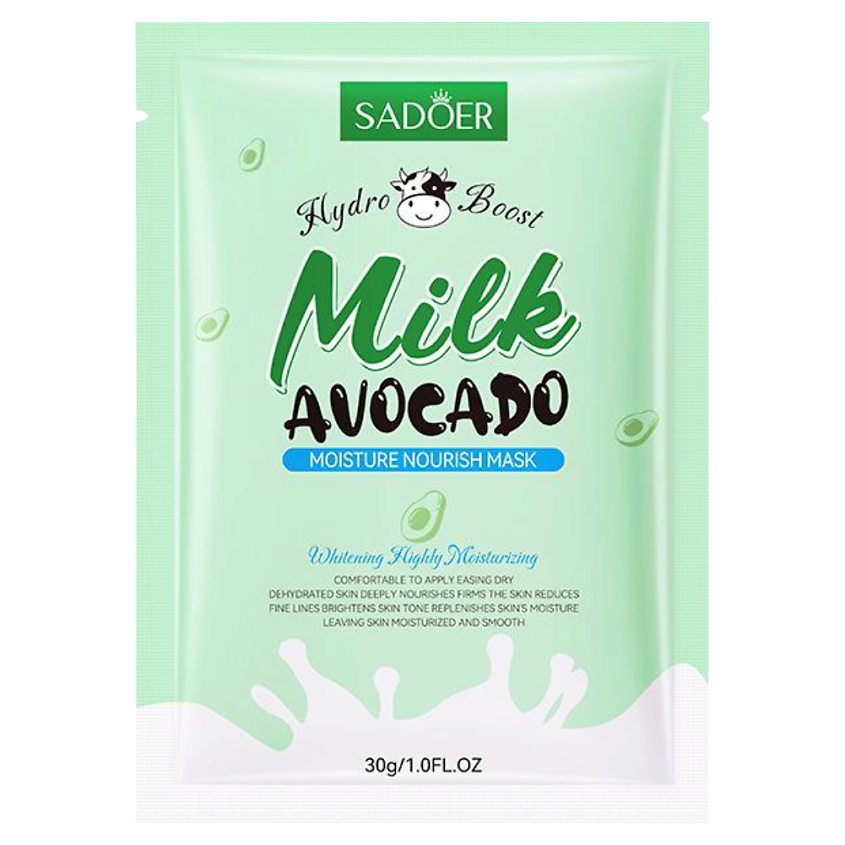Изображение товара SADOER Маска для лица увлажняющая с экстрактом молока и авокадо, 30 гр.