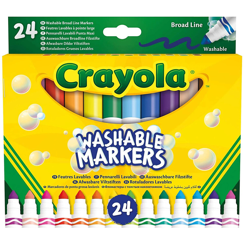 Изображение товара CRAYOLA Смываемые фломастеры с широким пером Ultra Clean Broad Line Markers, 24 цветов