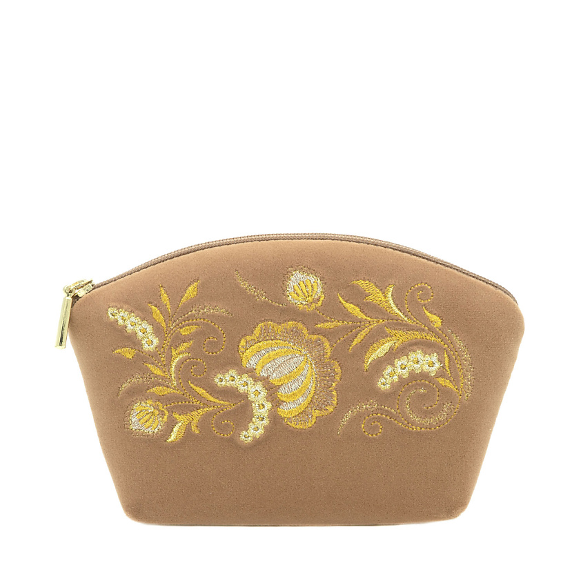 Изображение товара ТОРЖОКСКИЕ ЗОЛОТОШВЕИ Косметичка бархатная Мод 294 Рис 2904, Бежевый