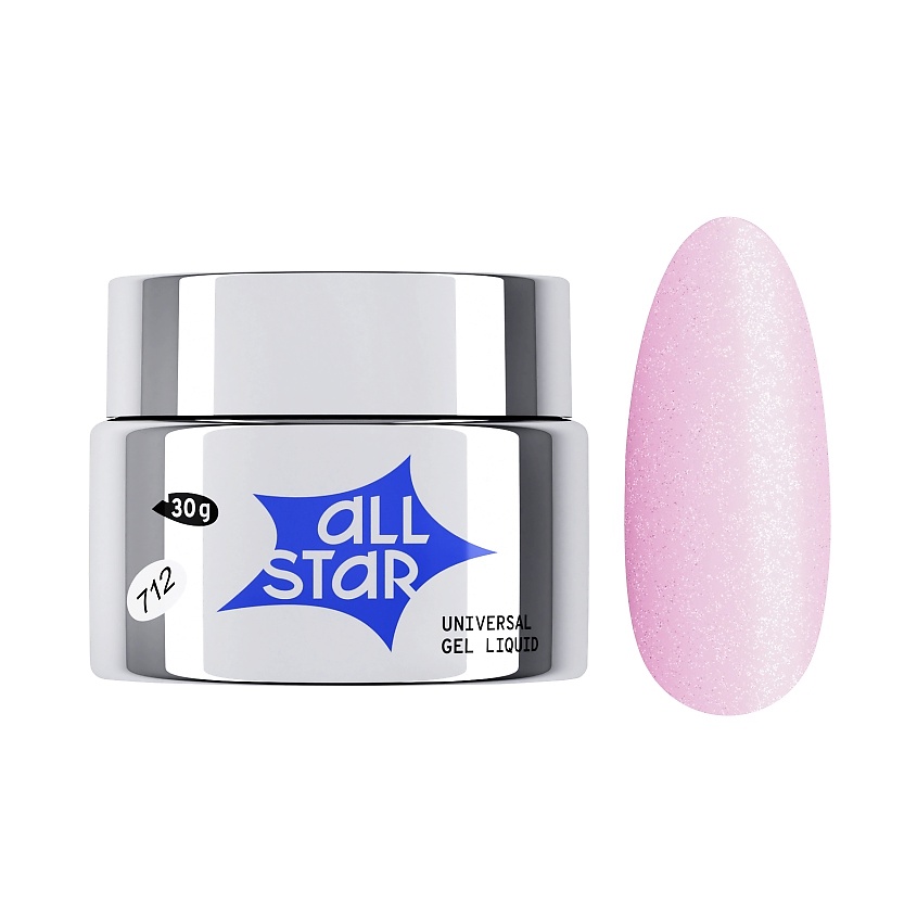 Изображение товара ALL STAR PROFESSIONAL Гель скульптурный низкой вязкости, 30 гр; цвет: Gloss Pink 712 Розовый с шиммером