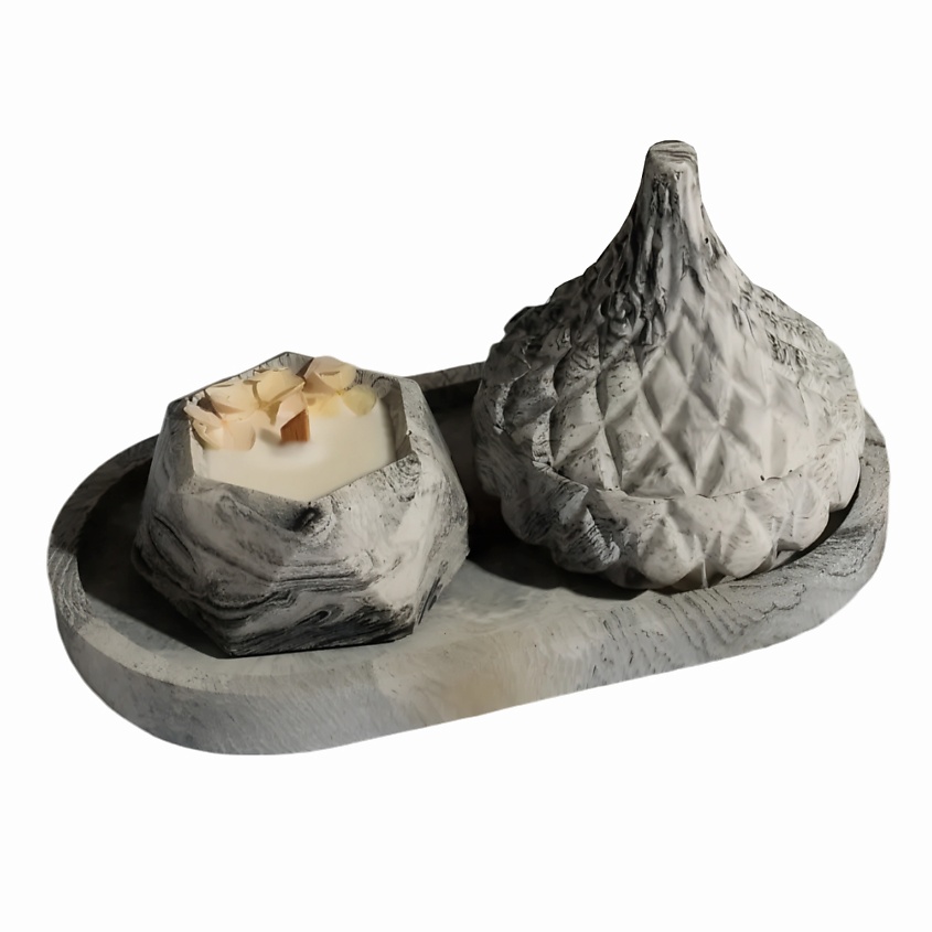 Изображение товара SHE STYLE Подарочный набор из гипса ароматические свечи шкатулка и шестигранник на подставке, 1 шт