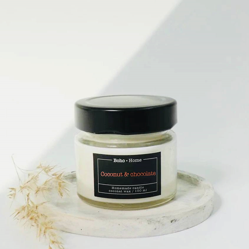 Изображение товара BOHO HOME Ароматическая свеча с ароматом Шоколад и кокос (Баунти), Аромат: Кокос и шоколад