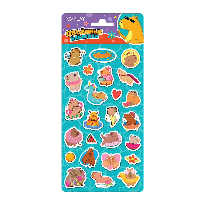 Изображение товара ND PLAY Наклейки объемные «Капибара», Зеленый