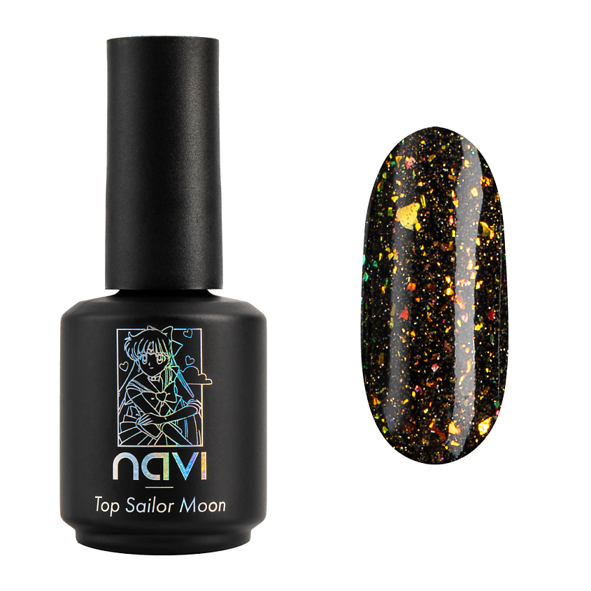 Изображение товара NAVI Топ для ногтей светоотражающий c хлопьями юкки, тон 02