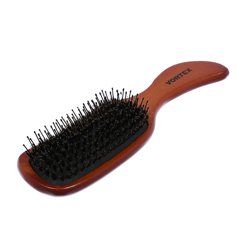 Изображение товара БАННЫЕ ШТУЧКИ Расческа деревянная, массажная, с пластиковыми зубчиками и натуральной щетиной, Коричневый