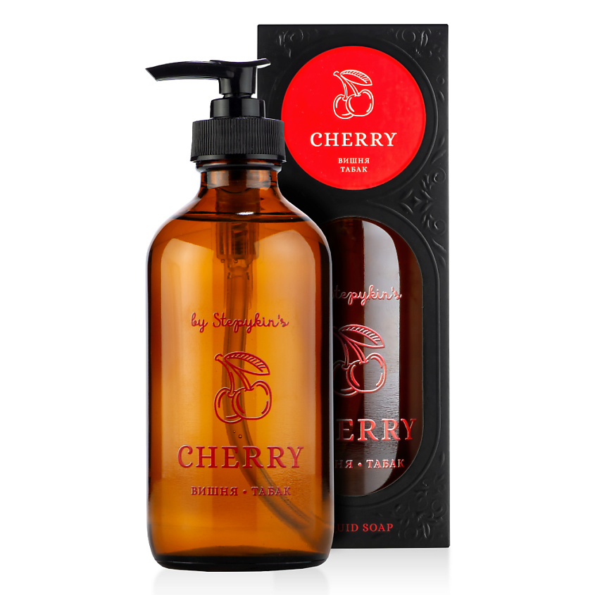 Изображение товара РЕЗУЛЬТАТ.ПРО Парфюмированное крем-мыло жидкое Вишня-табак в стеклянном флаконе CHERRY, 235 мл