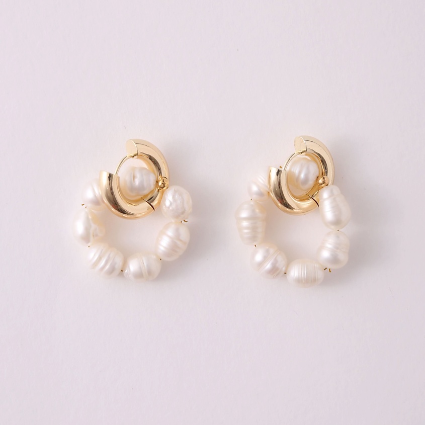 Изображение товара VELTOM Серьги жемчужные бублики, Белый