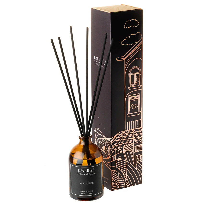 Изображение товара Ароматический диффузор EMERGE Ваниль Мускус с палочками 100 мл