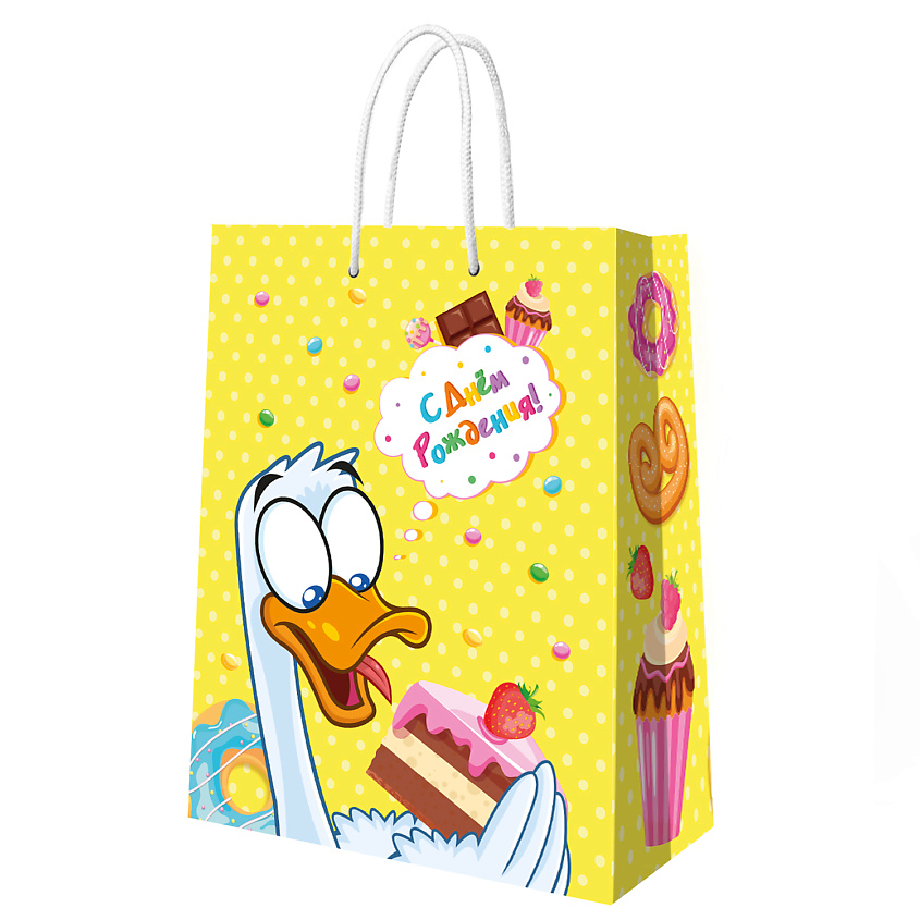 Изображение товара Подарочный пакет Гусь-сластена 335x406x155 мм для подарков до 2,5 кг