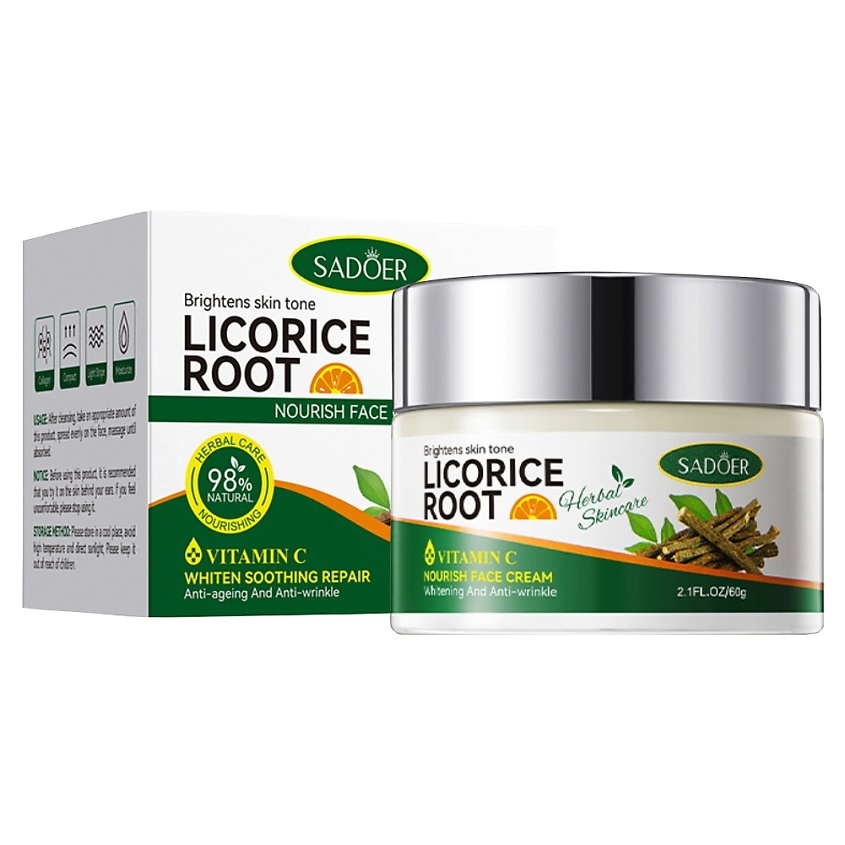 Изображение товара SADOER Крем для лица питательный с витамином С и экстрактом из корня солодки, 60 гр.