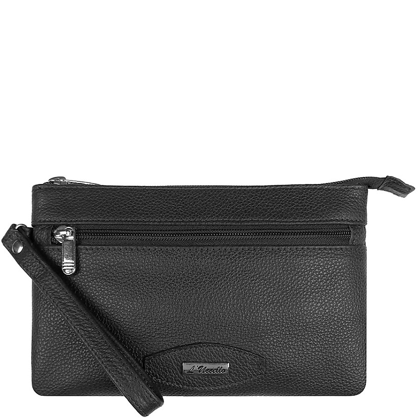 Изображение товара Женский клатч из натуральной кожи L'Uccello 21x13x2 черный стильный и практичный
