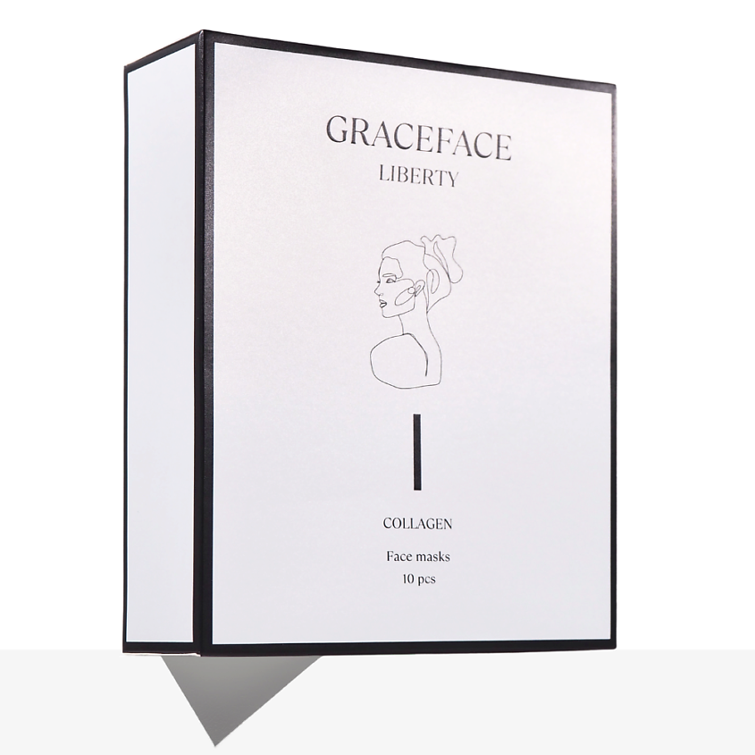 Изображение товара GRACE FACE Набор увлажняющих тканевых масок для лица с коллагеном и гиалуроновой кислотой, С коллагеном 10 шт
